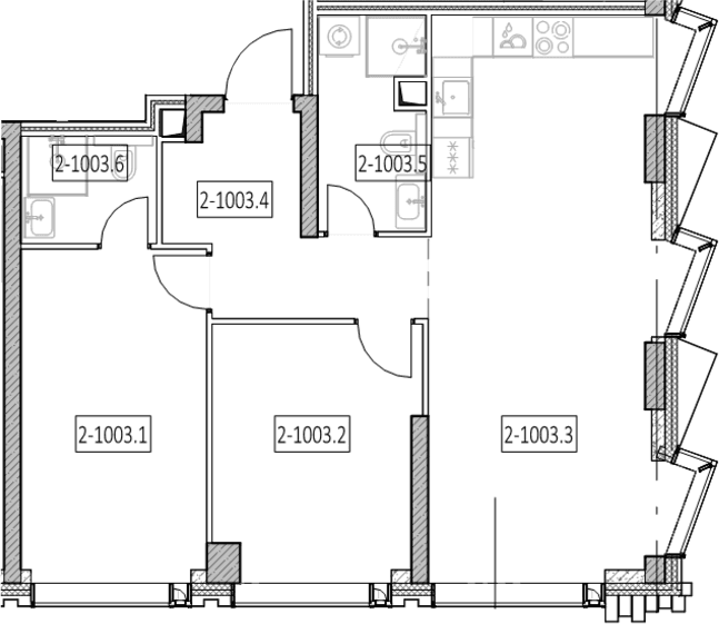 Планировка: Евротрёшка 70,5 м² в ЖК «Айс Тауэрс»