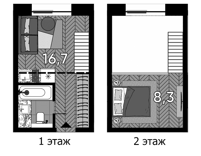 Планировка: Студия 23,4 м² в ЖК «Зорге, 9»