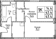 1-комнатная квартира