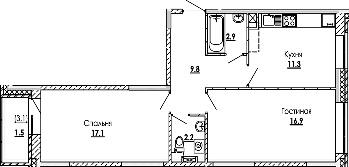 2-комнатная квартира