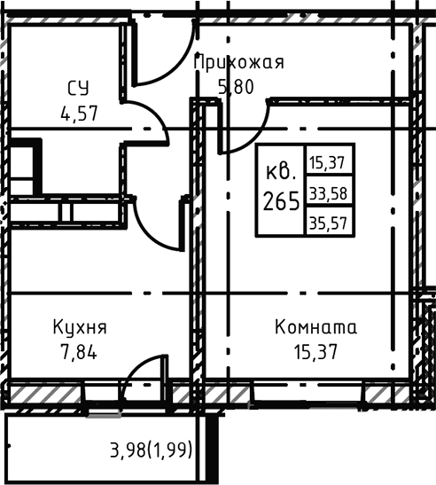 1-комнатная квартира