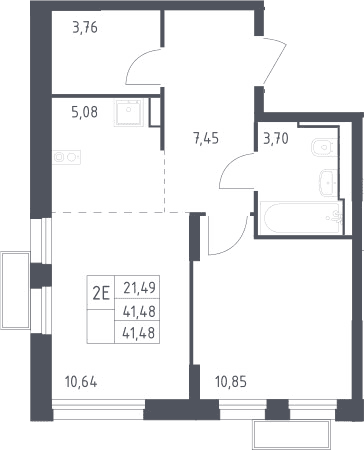 Планировка: Евродвушка 41,5 м² в ЖК «Квартал Строгино»