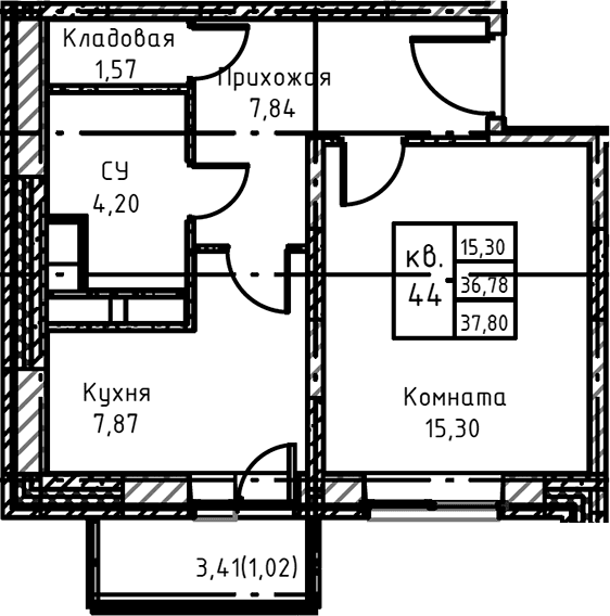 1-комнатная квартира