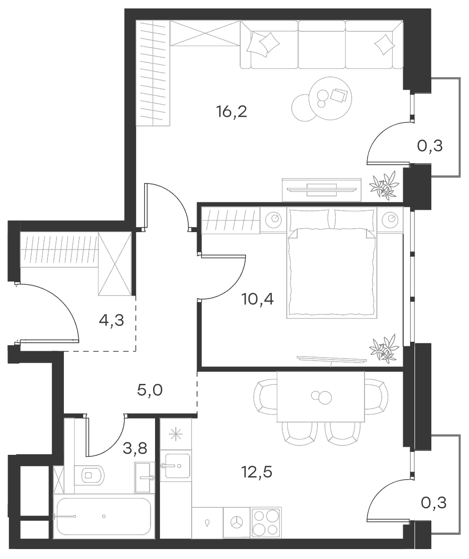 2-комнатная квартира