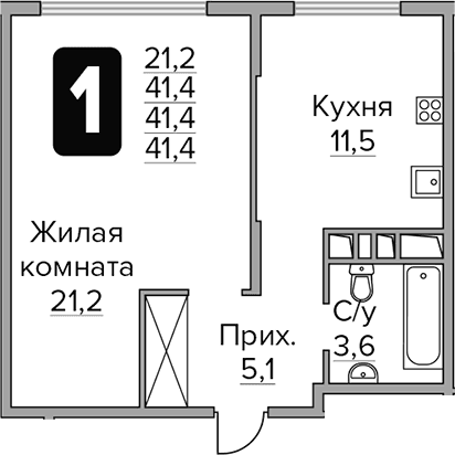 1-комнатная квартира
