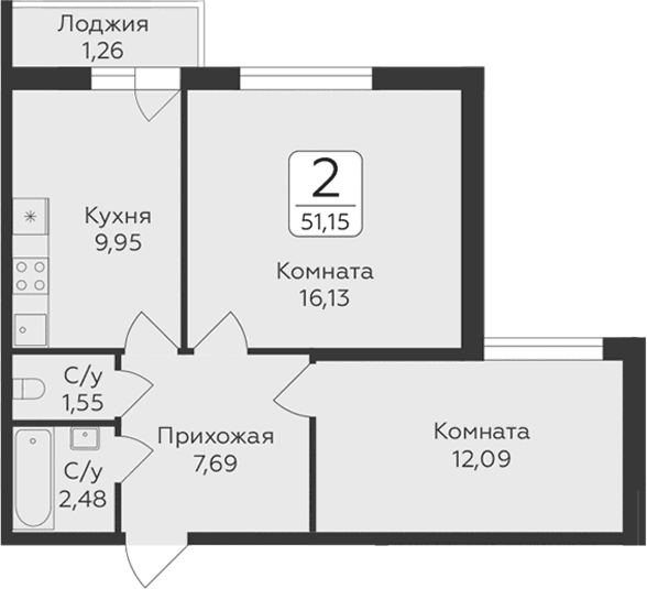 2-комнатная квартира