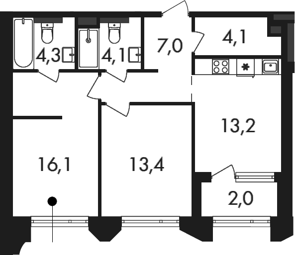 2-комнатная квартира