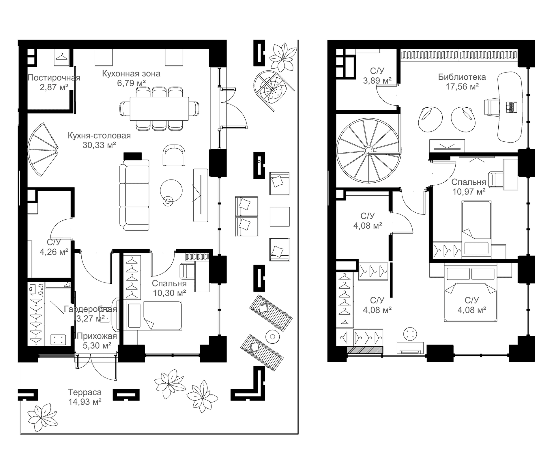 Планировка: 3-комнатная квартира 121,7 м² в ЖК «МЫС»