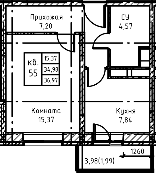 1-комнатная квартира
