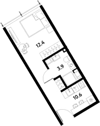 Планировка: Студия 26,9 м² в ЖК «МОСКО»