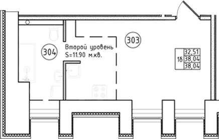 Планировка: Студия 39,4 м² в ЖК «Апарт-отель Фомин»