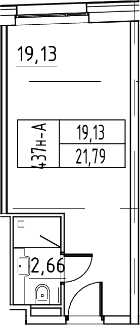 Планировка: Студия 21,8 м² в ЖК «ЙЕС Лидер»