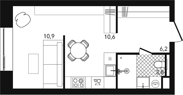 Планировка: Студия 31,5 м² в ЖК «Репаблик»