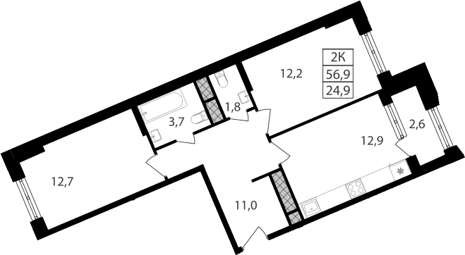 2-комнатная квартира