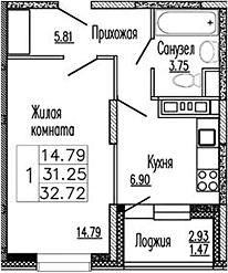 1-комнатная квартира