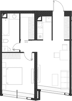 Планировка: Квартира 54,7 м² в ЖК «Дом Дау»