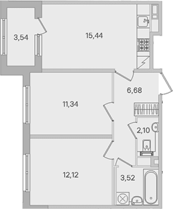 Планировка: 2-комнатная квартира 51,2 м² в ЖК «Дубровский»