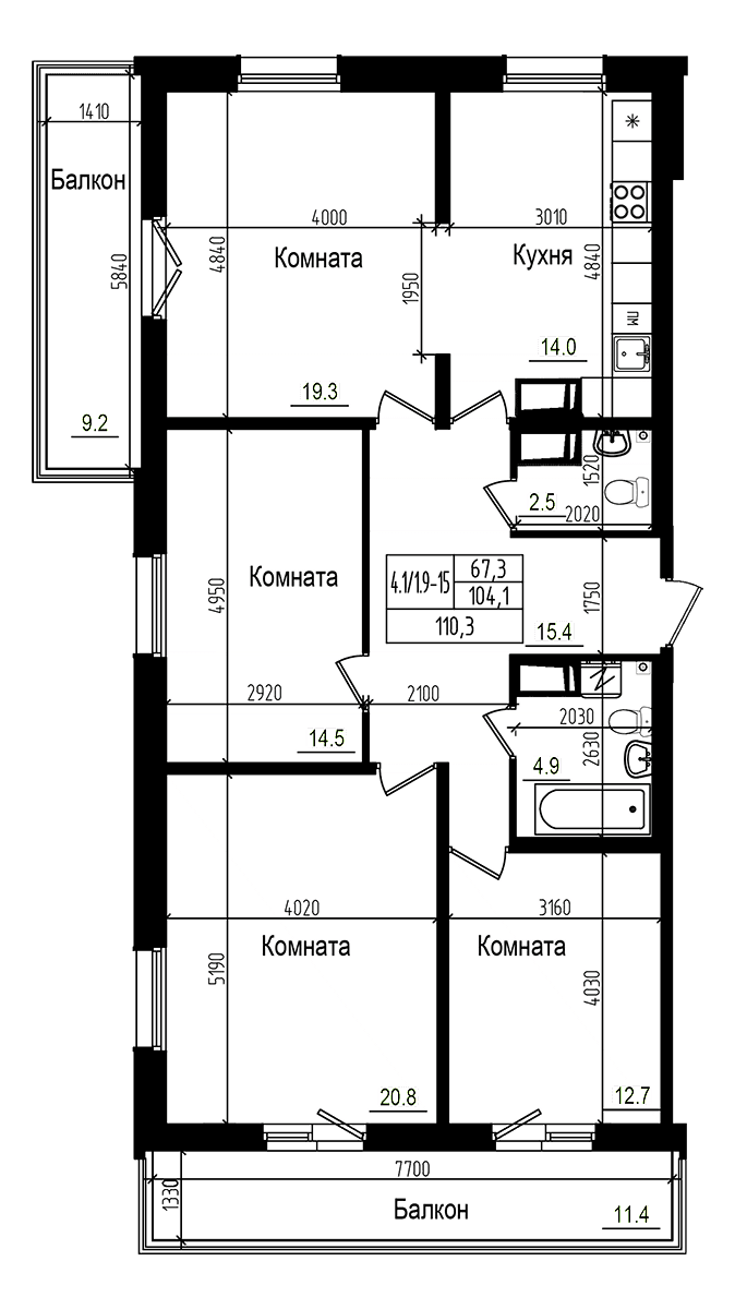 4-комнатная квартира