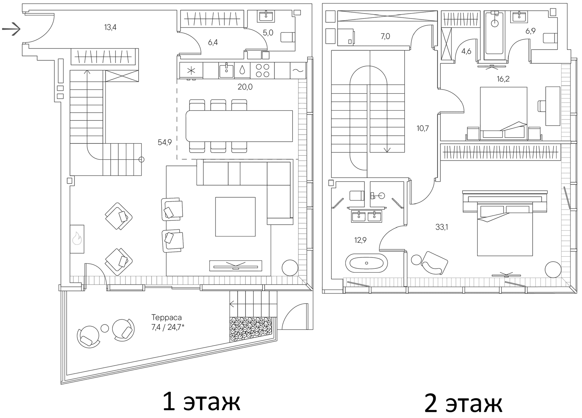 Планировка: Таунхаус 191,1 м² в ЖК «Springs»