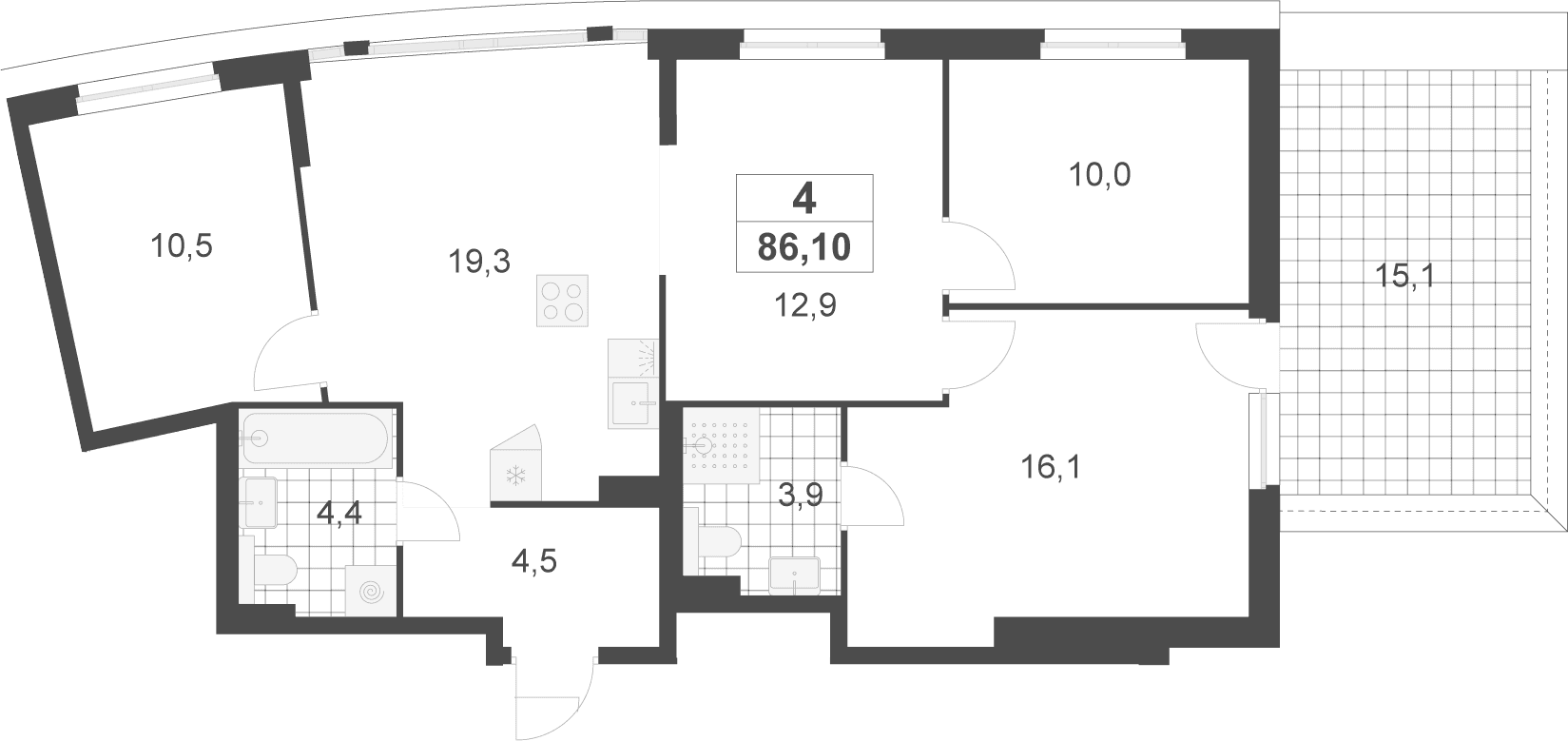 Планировка: Квартира евро-5 81,6 м² в ЖК «Деснаречье»
