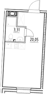 Планировка: Студия 23,4 м² в ЖК «Нигилист»