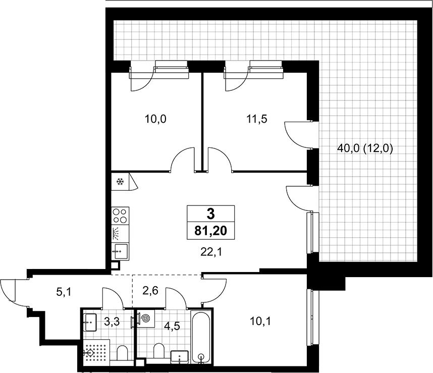 Планировка: Квартира евро-4 69,2 м² в ЖК «Деснаречье»