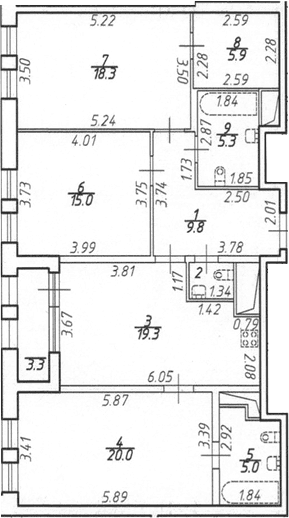 Планировка: Квартира евро-4 100,1 м² в ЖК «Дефанс»