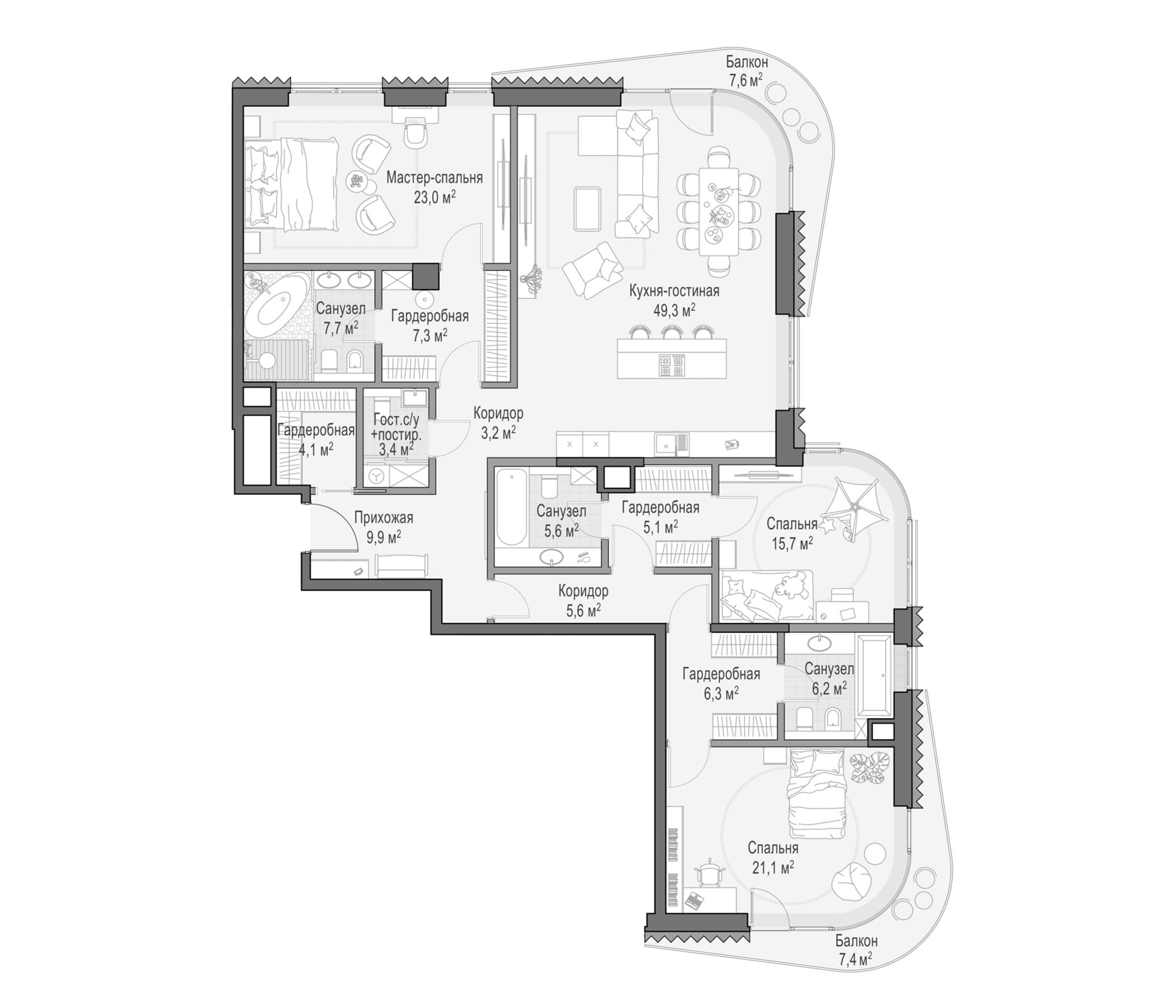 3-комнатная квартира