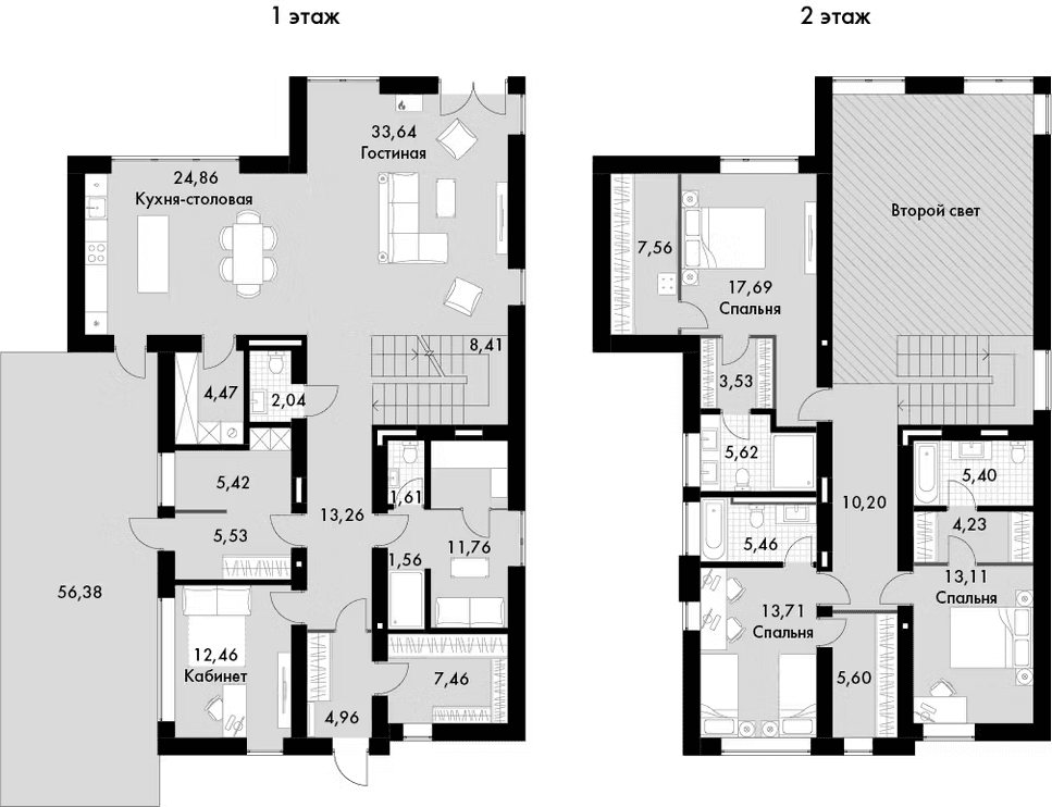 Планировка: Коттедж 239,1 м² в ЖК «Коттеджный поселок Сабурово Клаб»