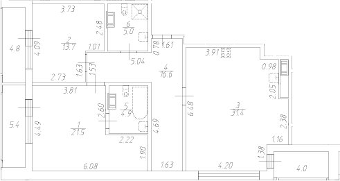 Планировка: Евротрёшка 95,1 м² в ЖК «Аквилон Ливз»