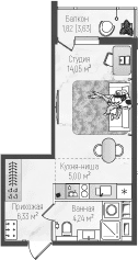 Планировка: Студия 29,6 м² в ЖК «Рига Хиллс»