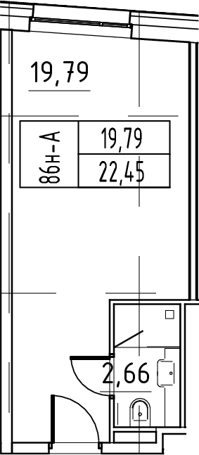 Планировка: Студия 22,5 м² в ЖК «ЙЕС Лидер»