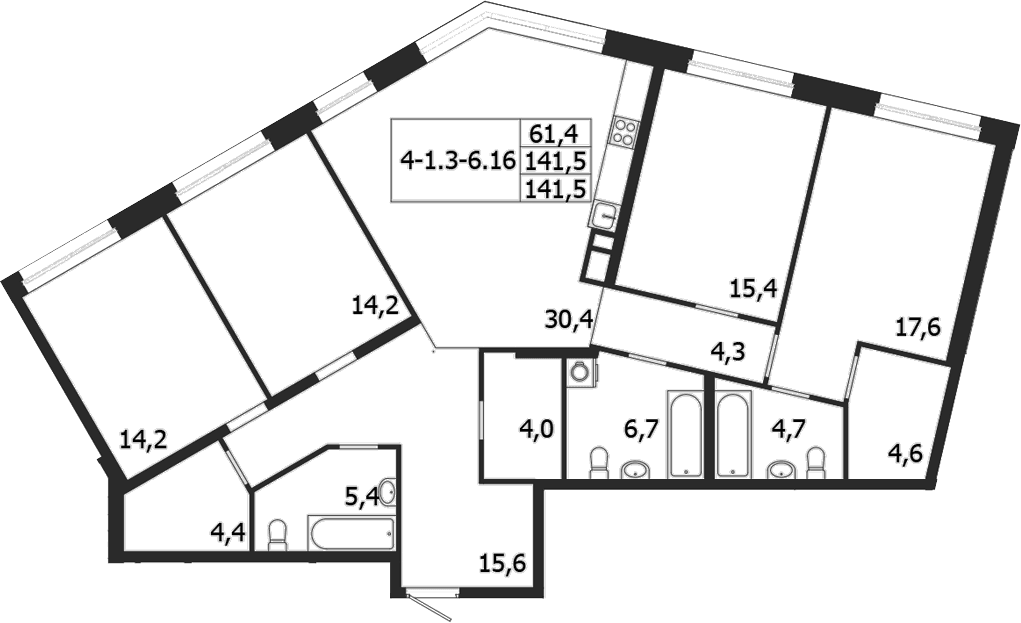 4-комнатная квартира