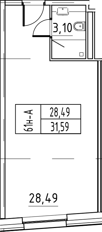 Планировка: Студия 31,6 м² в ЖК «ЙЕС Лидер»