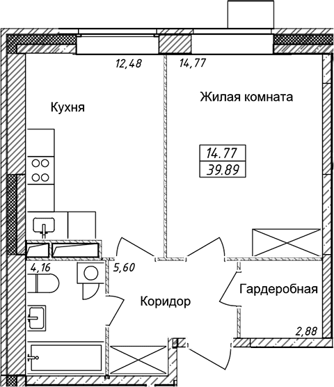 1-комнатная квартира