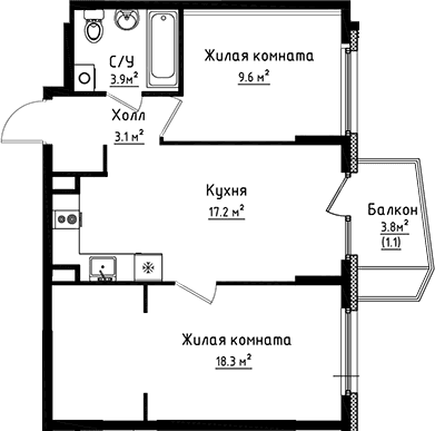 2-комнатная квартира