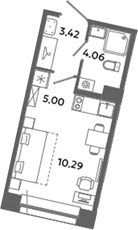 Планировка: Студия 22,8 м² в ЖК «Загляденье»