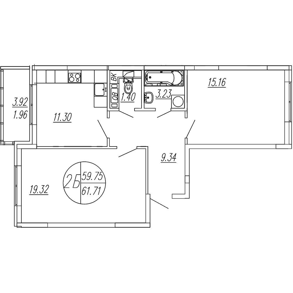 2-комнатная квартира