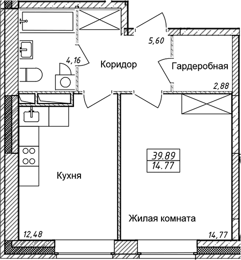 1-комнатная квартира
