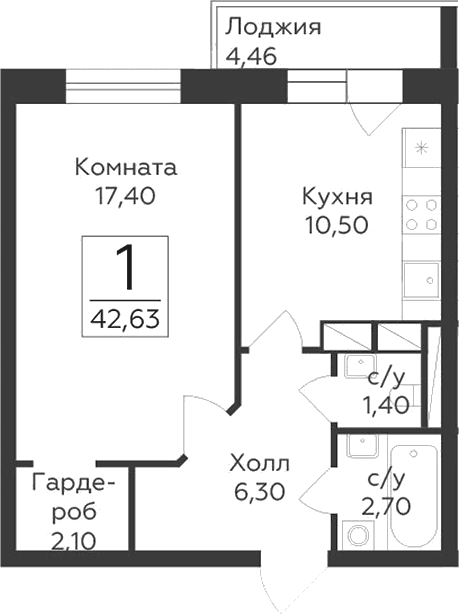 1-комнатная квартира