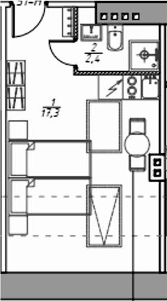 Планировка: Студия 20,5 м² в ЖК Отель «Константин» (Заслонова, 8)