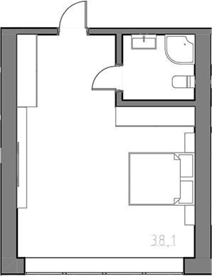 Планировка: Студия 40 м² в ЖК «Сосновый бор»