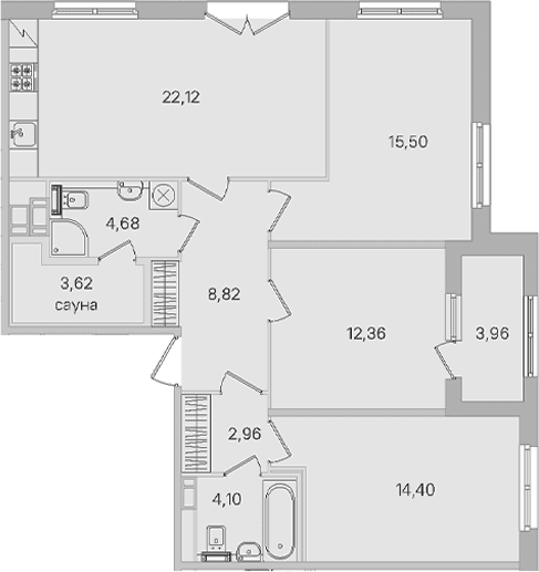 Планировка: Квартира евро-4 88,6 м² в ЖК «Дубровский»