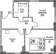 2-комнатная квартира