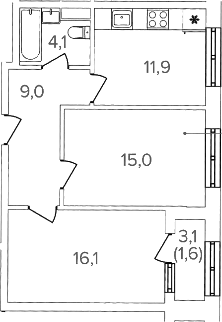 2-комнатная квартира