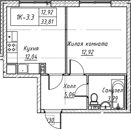 1-комнатная квартира