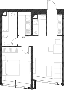 Планировка: Квартира 54,7 м² в ЖК «Дом Дау»