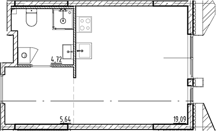 Планировка: Студия 29,5 м² в ЖК «Галерная Гавань»