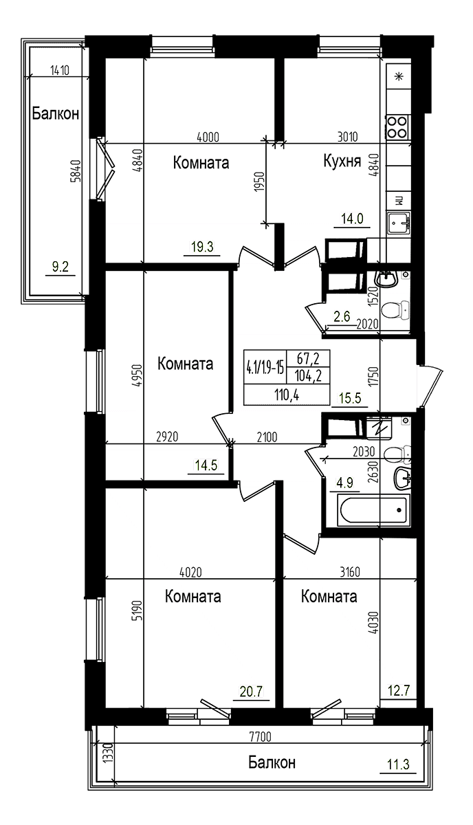 4-комнатная квартира