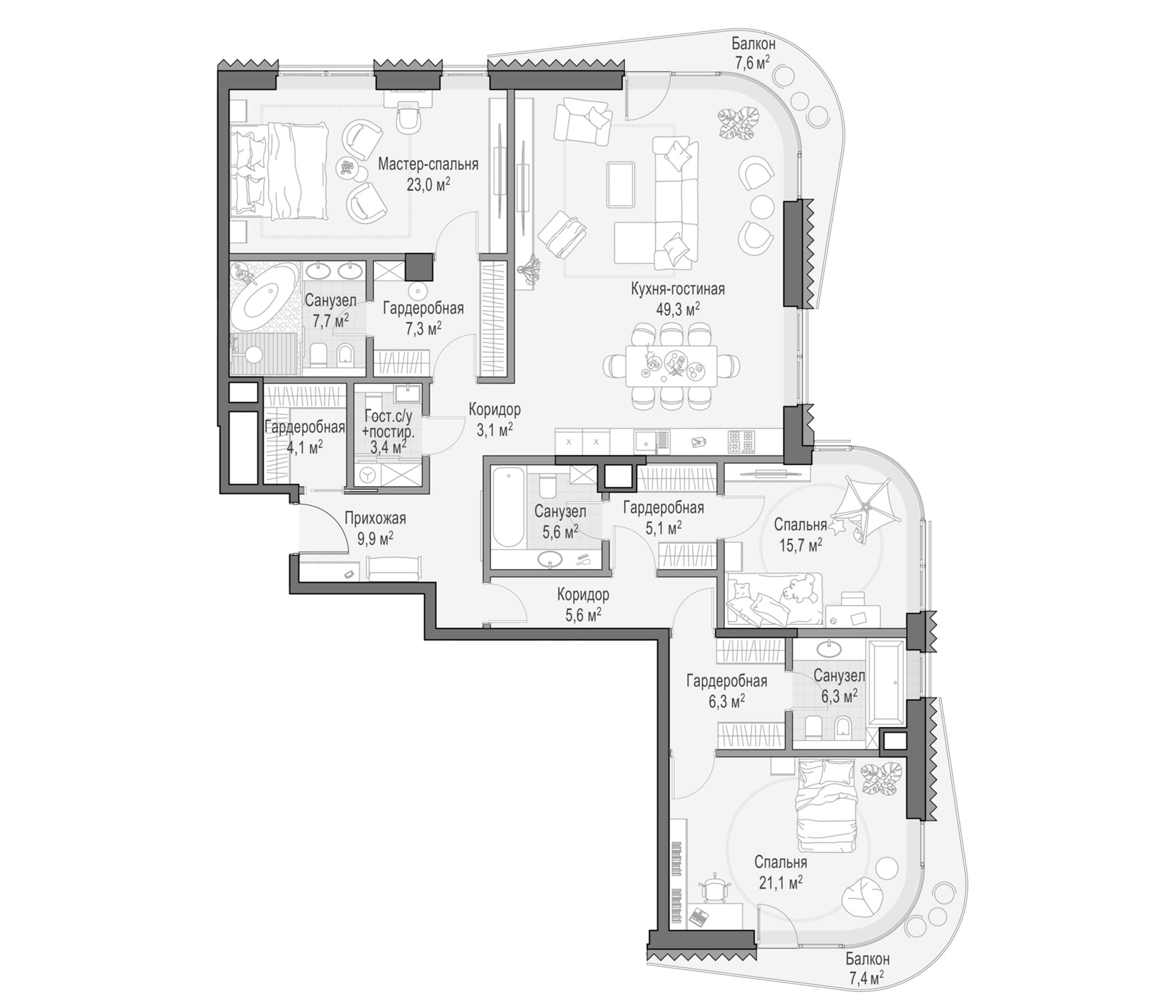 3-комнатная квартира